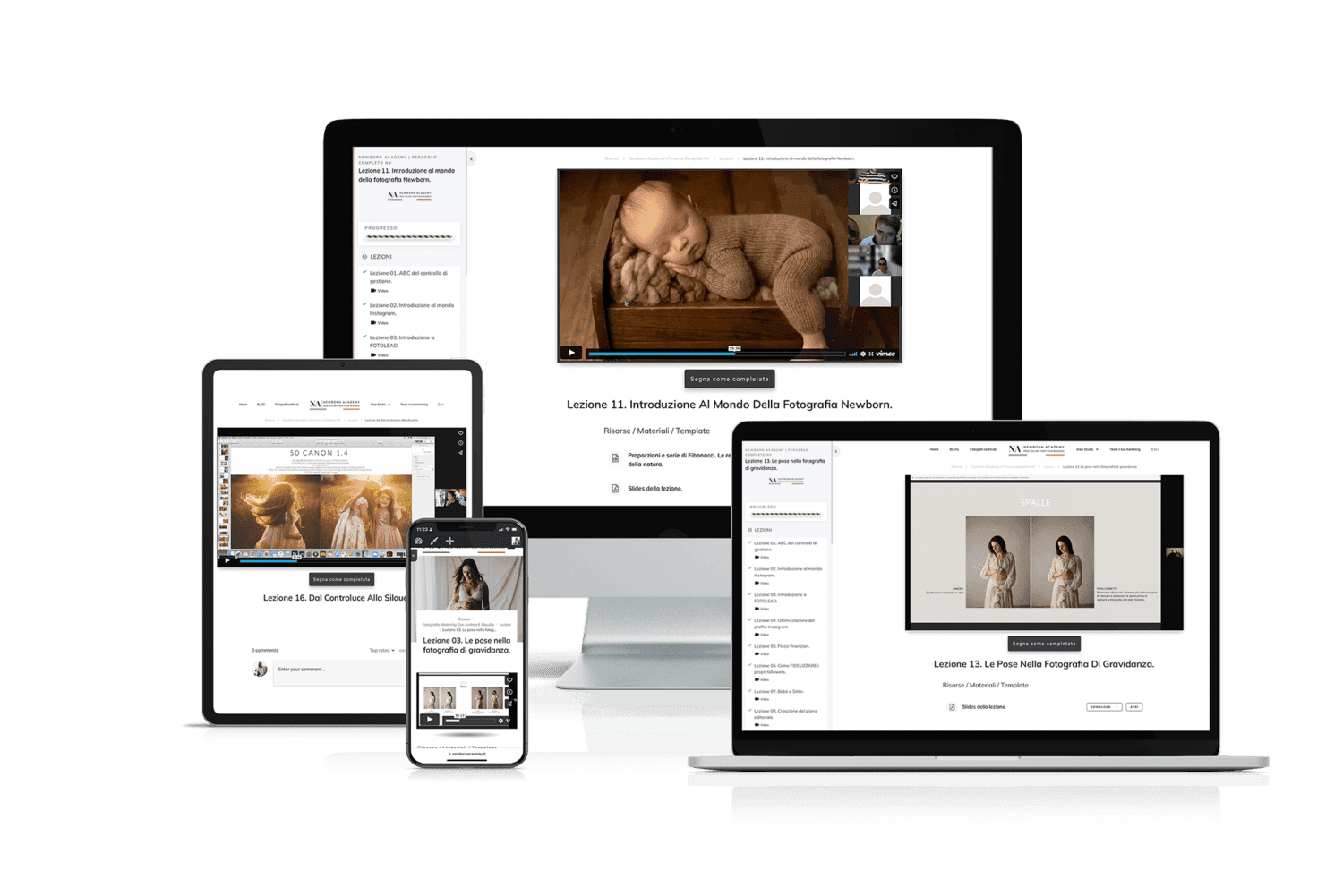 Newborn Academy disponibile su computer, tablet e smartphone